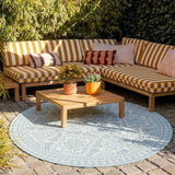 Round Outdoor Rug - Summer Oriental Light Blue