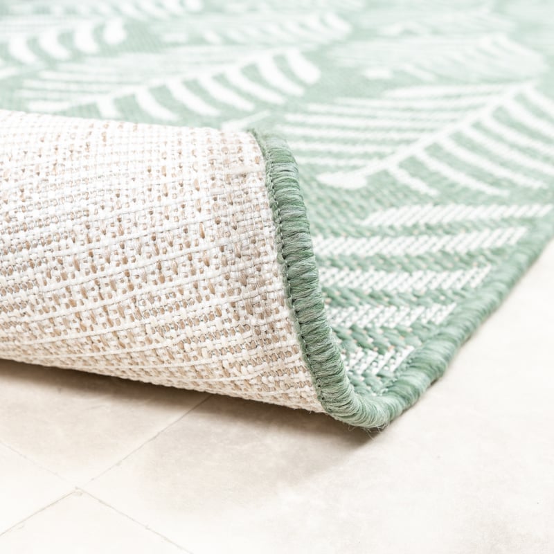 Round Outdoor Rug - Summer Leaves Green