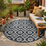 Round Outdoor Rug – Rio Flower Blue