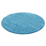 Round High Pile Rug - Solid Turquoise