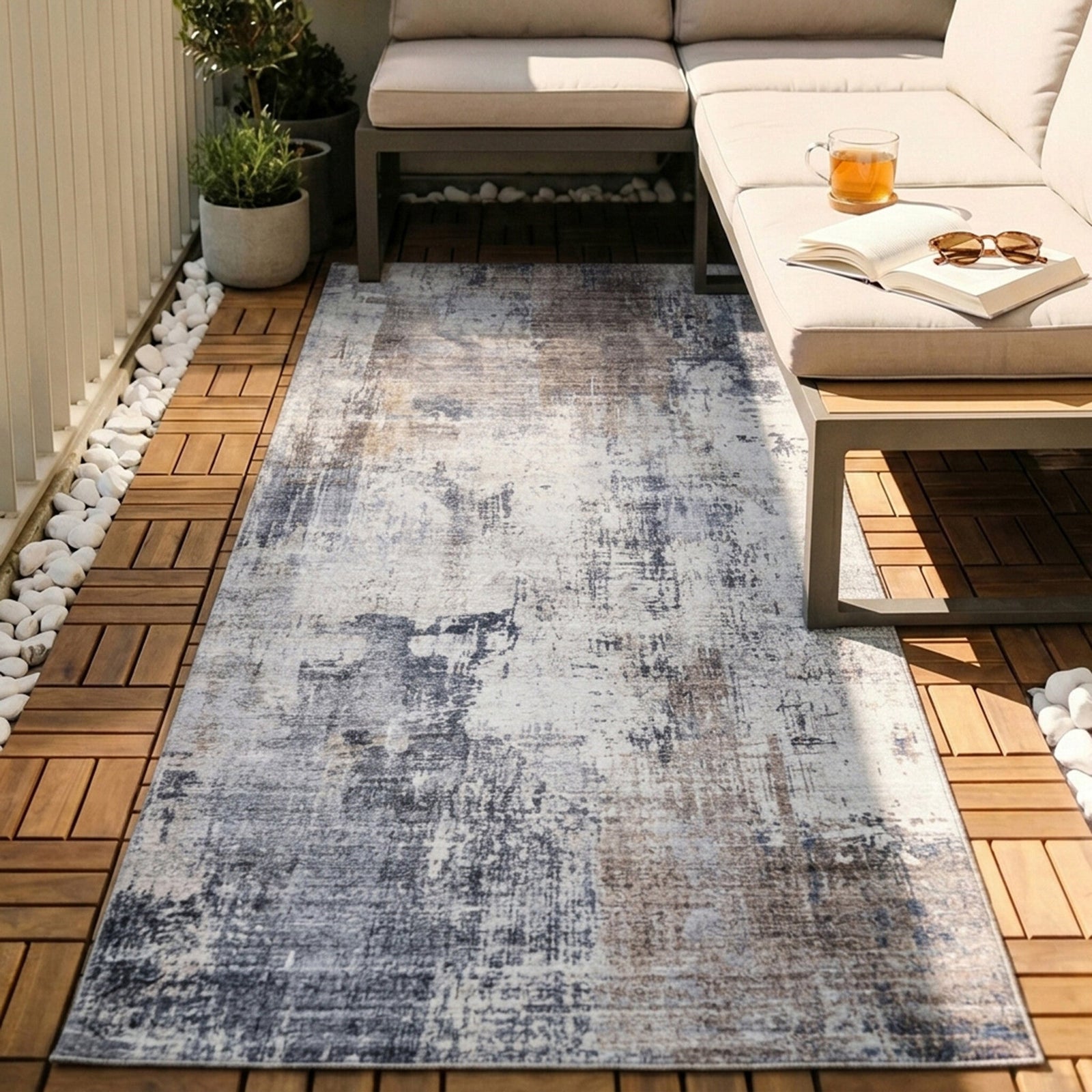 Washable Runner - Domingo Grunge Taupe/Cream