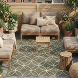 Geometric Outdoor Rug – Faro Ripple Green/White