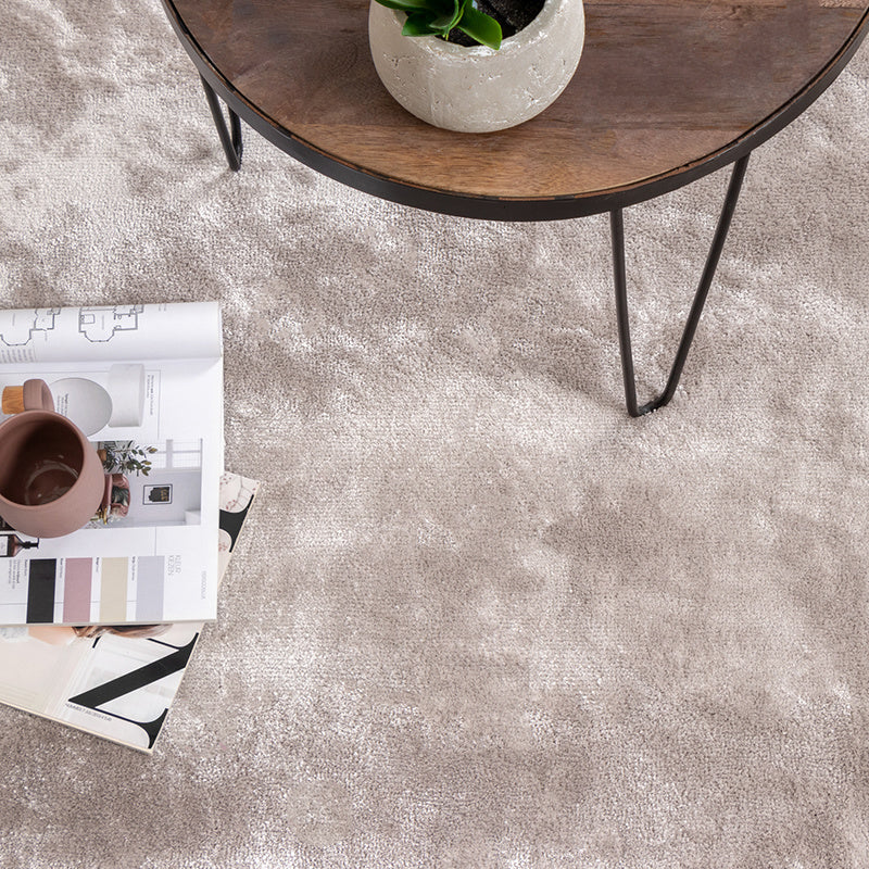 Round Washable Viscose Rug - Vive Grey