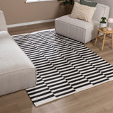 Striped Modern Rug - Dazzle Blocks Black/White
