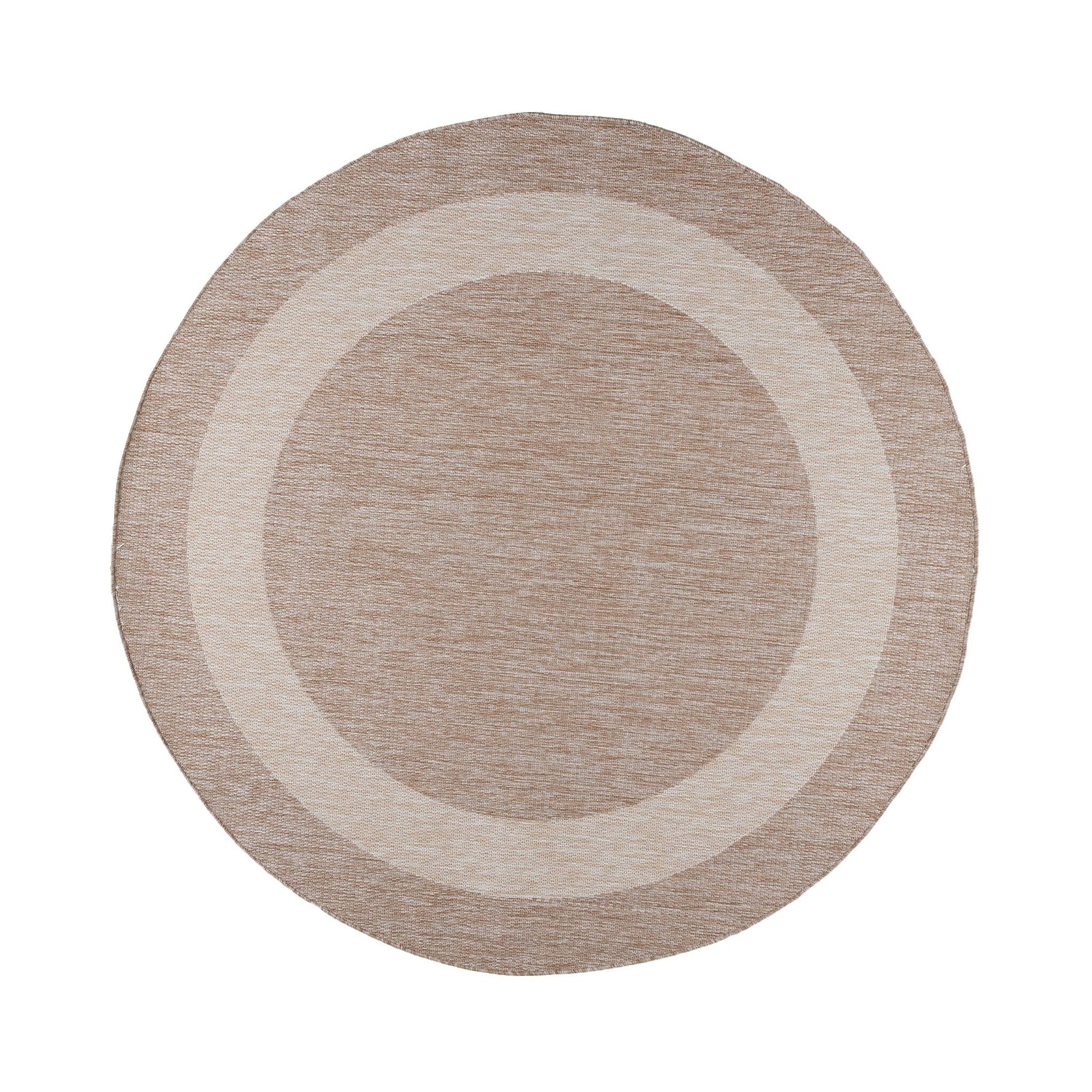 Round Indoor & Outdoor Rug - Sierra Border Beige/Cream
