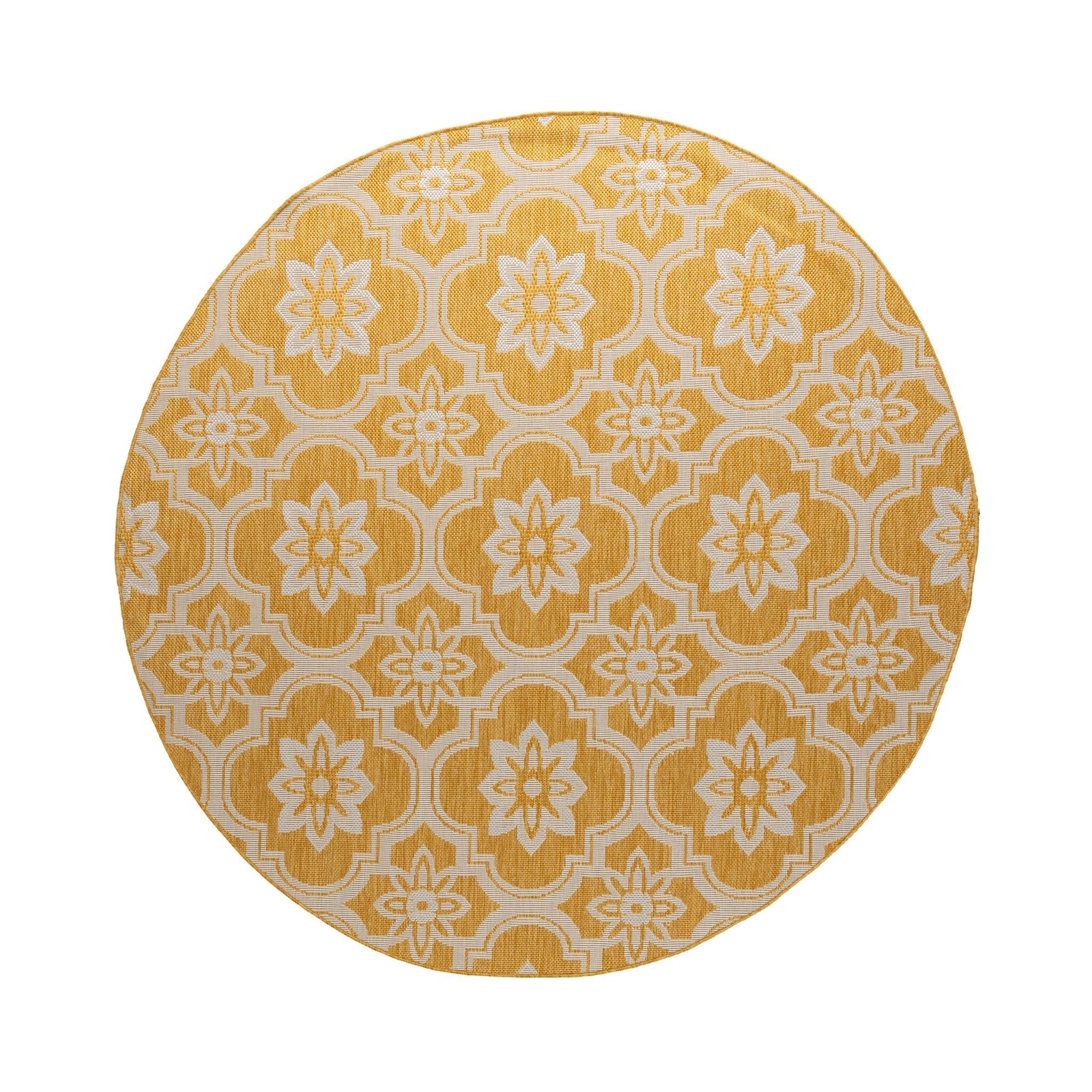 Round Outdoor Rug – Rio Flower Yellow