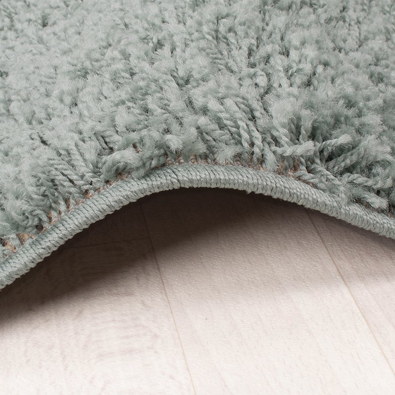 Round High Pile Rug - Solid Blue/Green