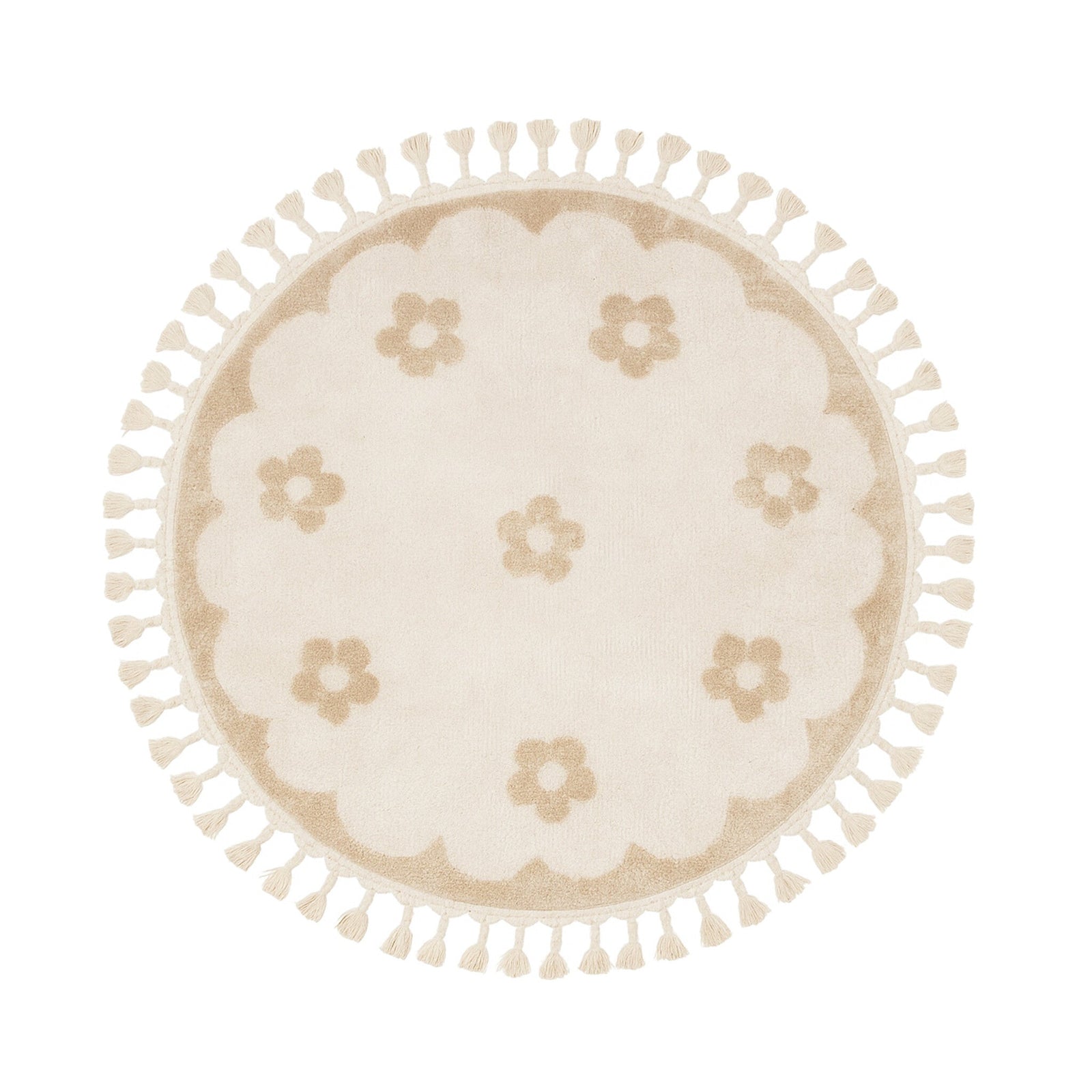 Round washable children's rug - Moos Flower Creme