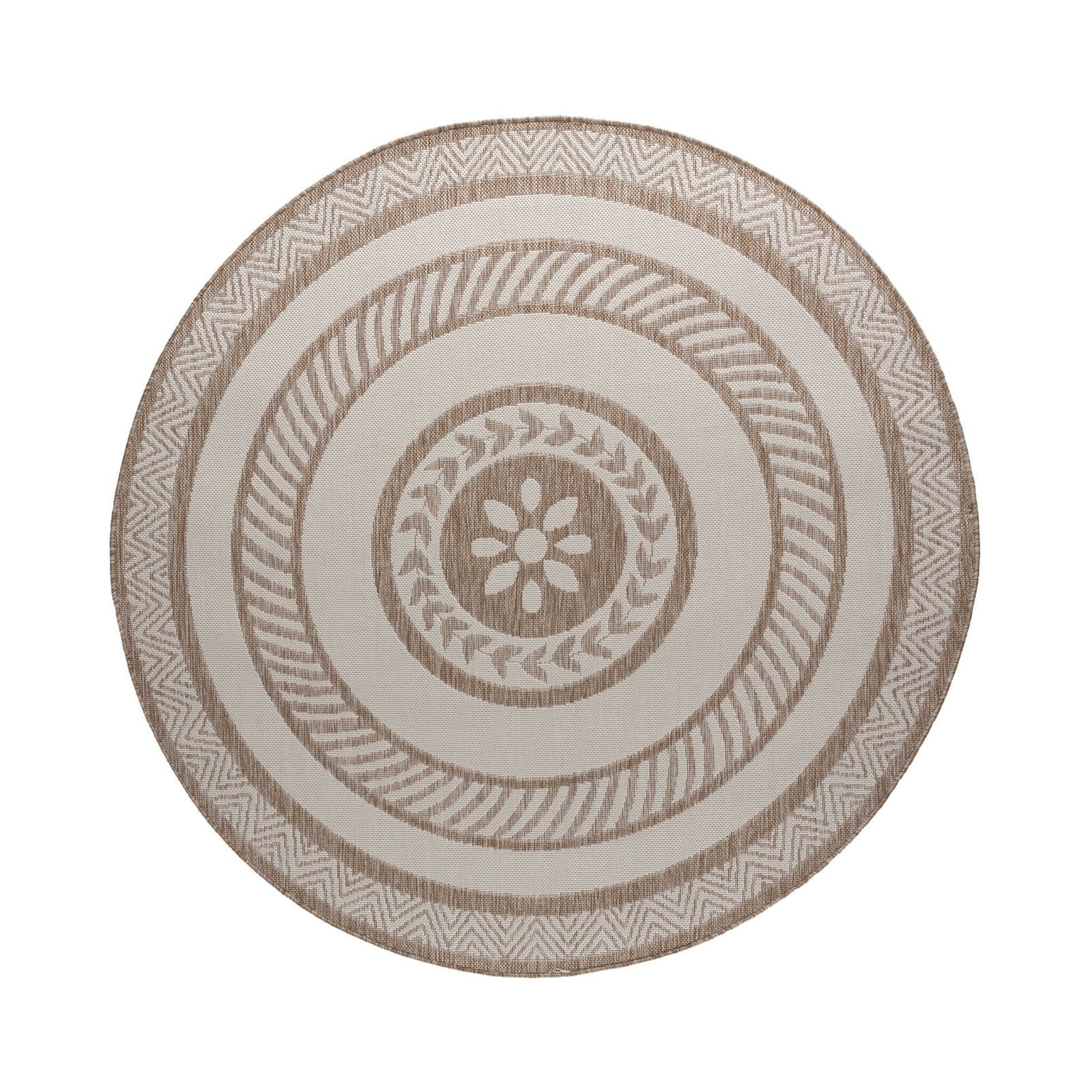 Round Jute Outdoor Rug – Nusa Medallion Beige/Cream