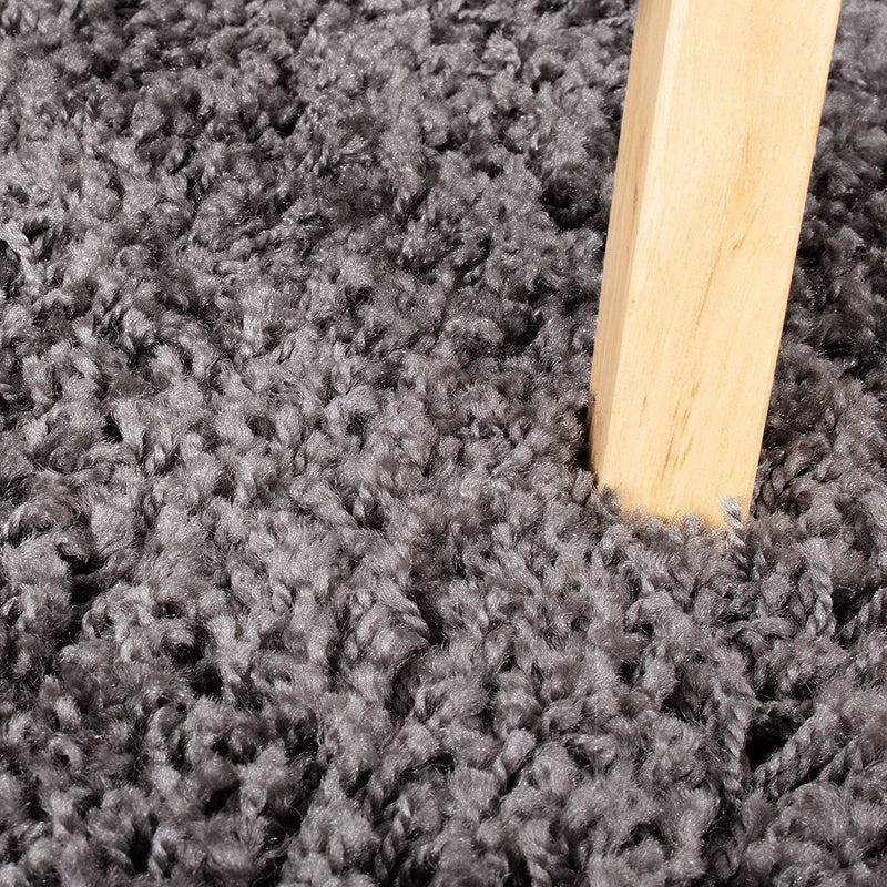 Round High Pile Rug - Solid Dark Grey