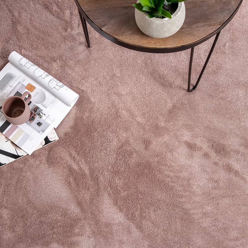 Round Washable Viscose Rug - Vive Dusty Pink