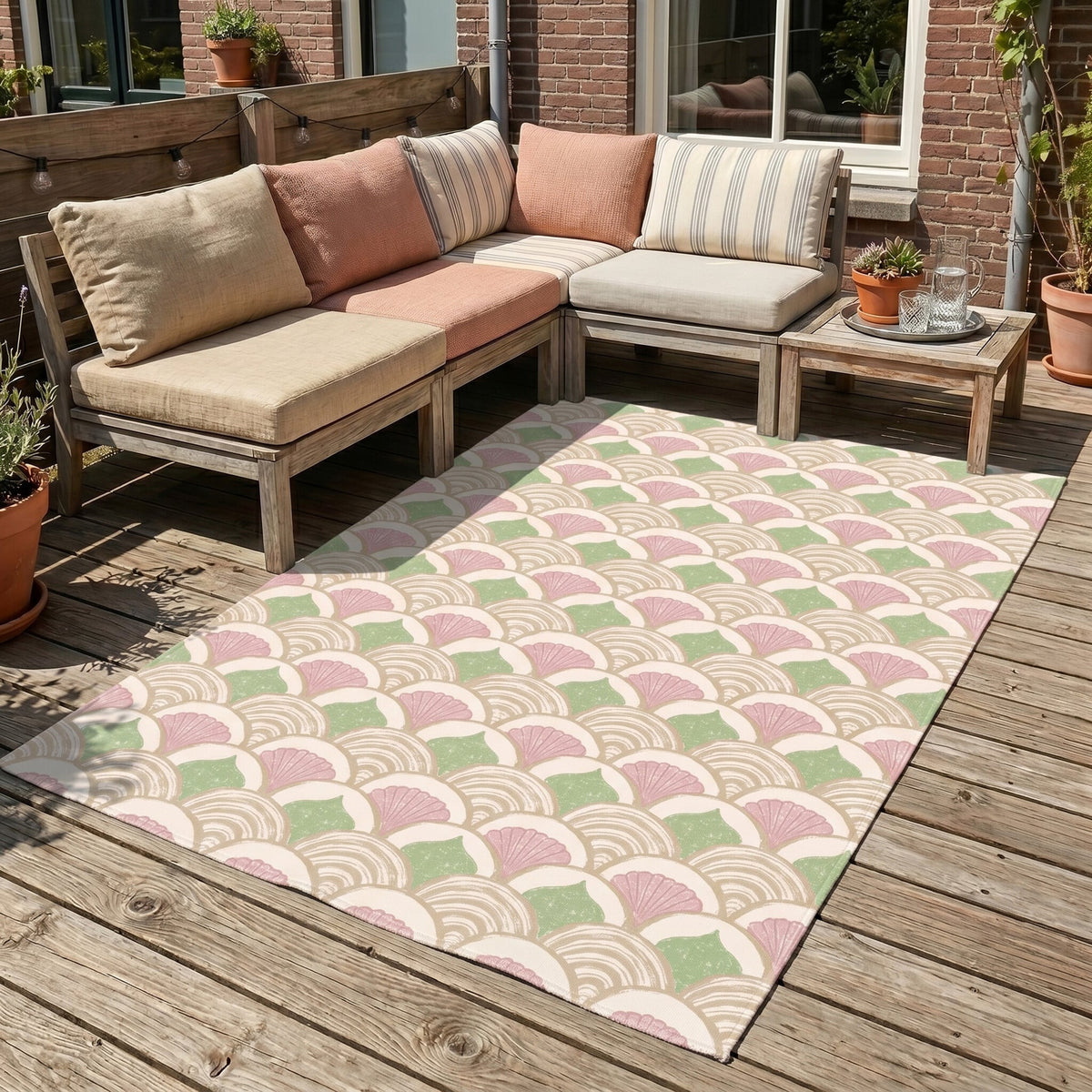 Outdoor Rug - Oasis Shell Pink/Green