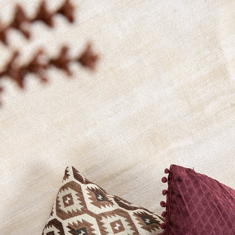 Round Viscose Rug - Pearl Cream