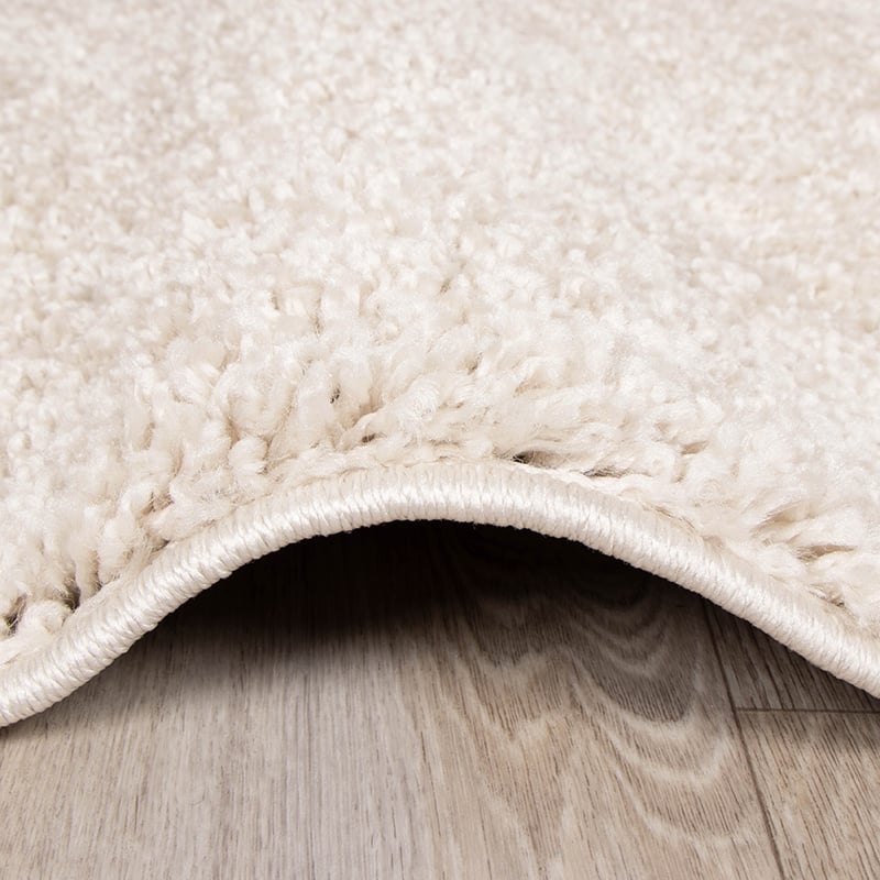 Round High Pile Rug - Lofty Cream/White