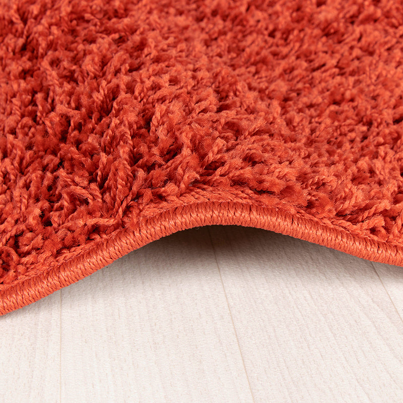 Round High Pile Rug - Solid Red