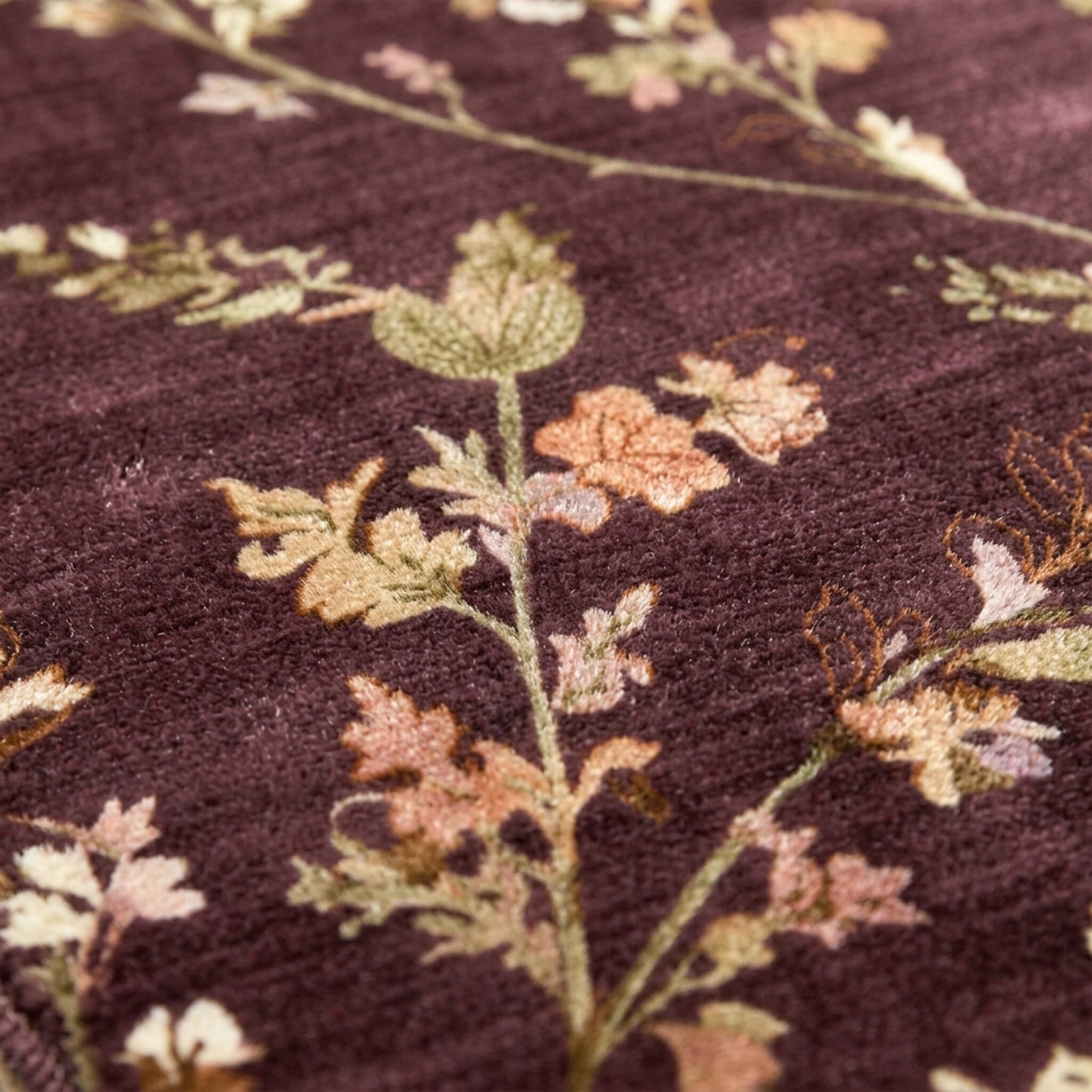 Round washable rug - Misty Floral Brown