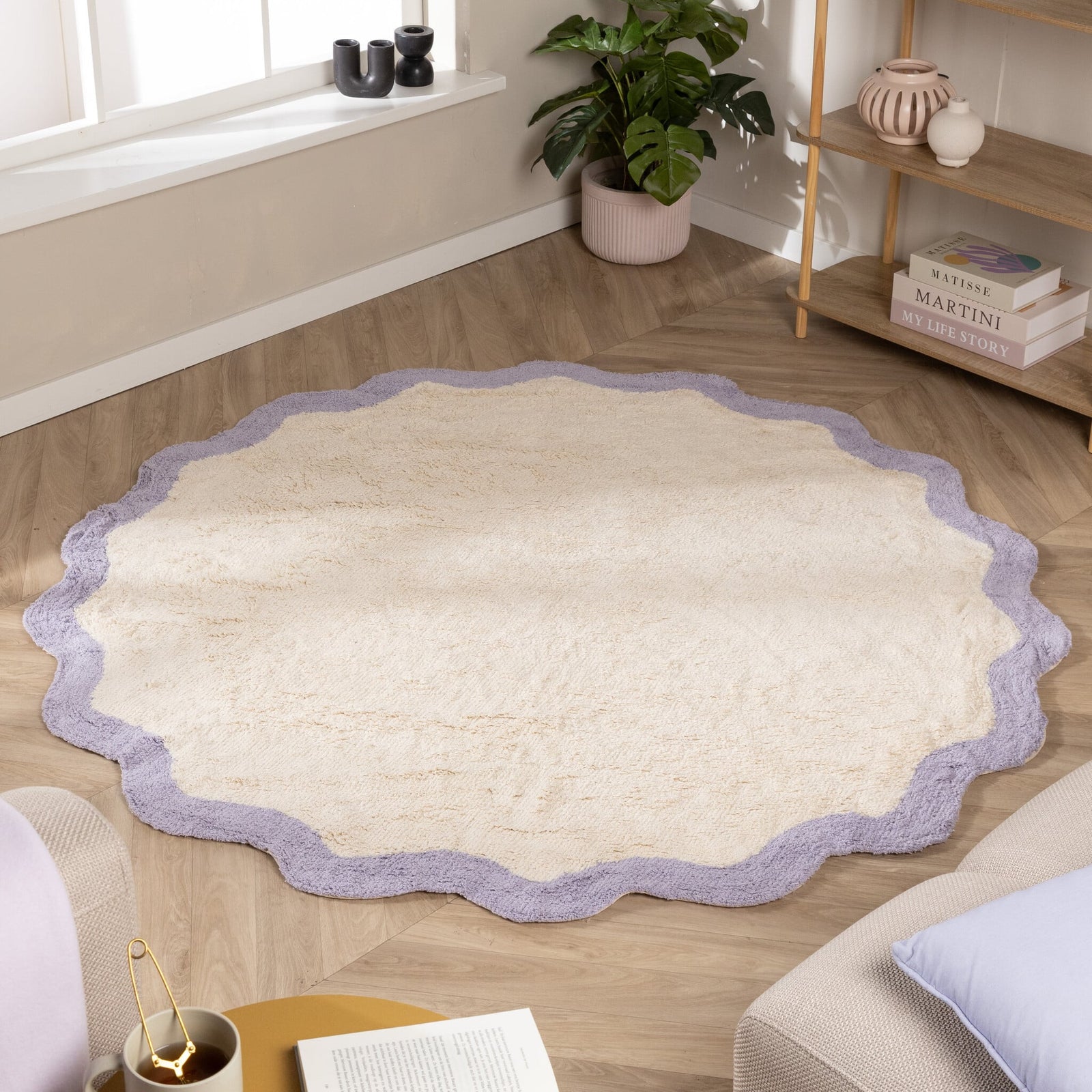 Round Washable Rug – Hazy Lilac/Cream