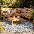 Round Outdoor Rug - Summer Arch Grey