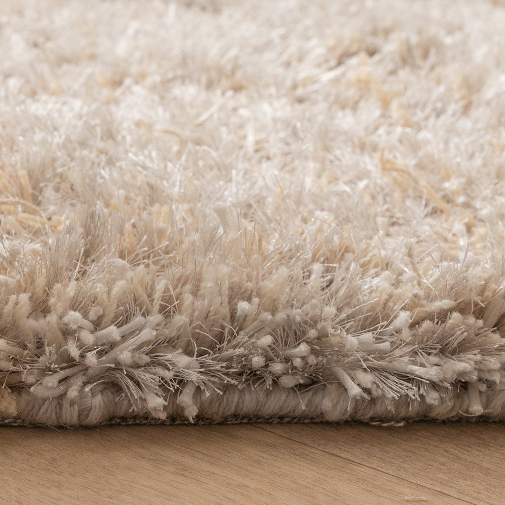 Round Shaggy Rug - Grace White
