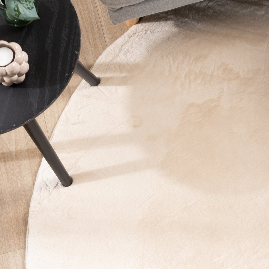 Round Low-Pile Rug - Cozy Cream