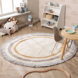 Round washable kids rug - Milo Grey
