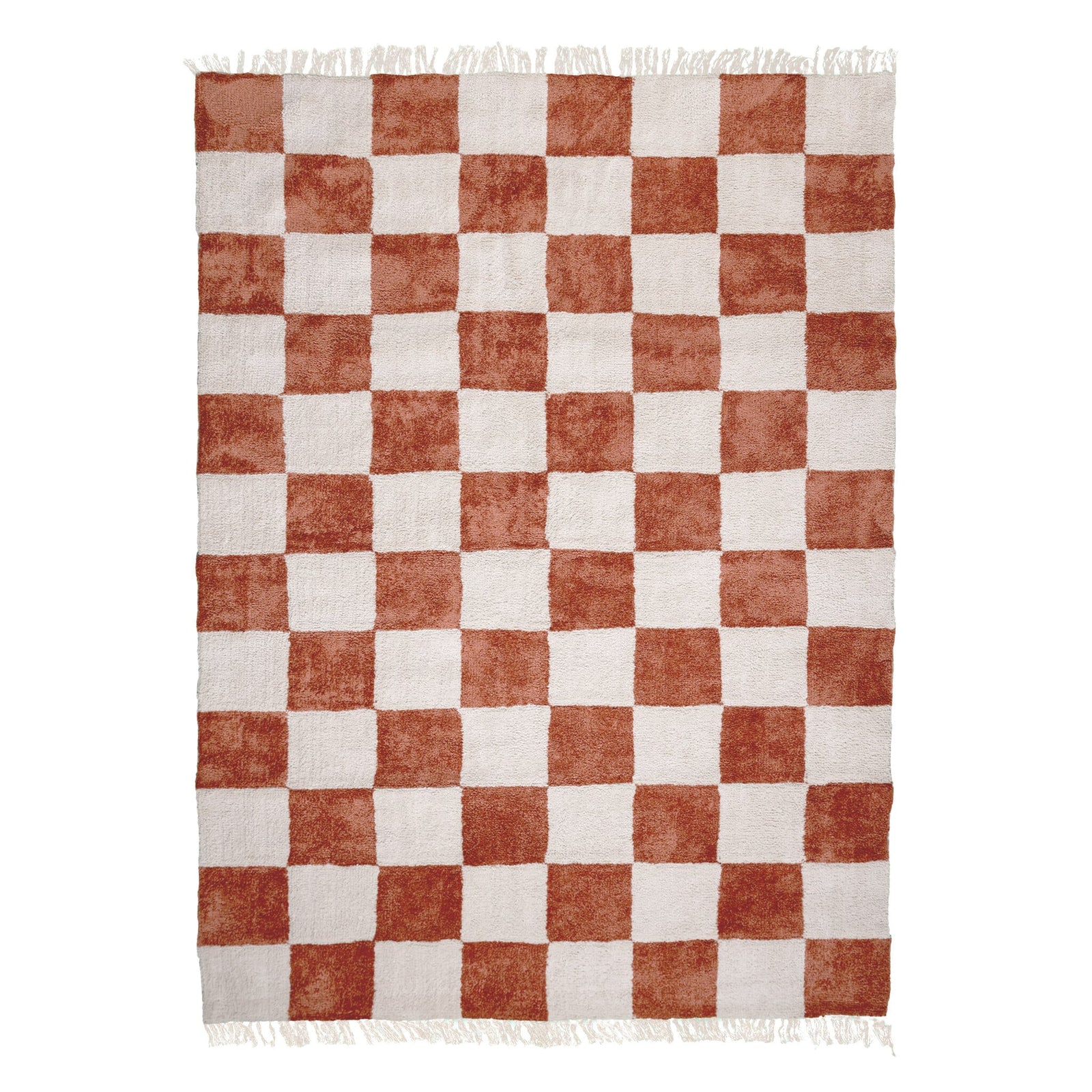 Checkerboard Rug - Blox Fringe Terracotta