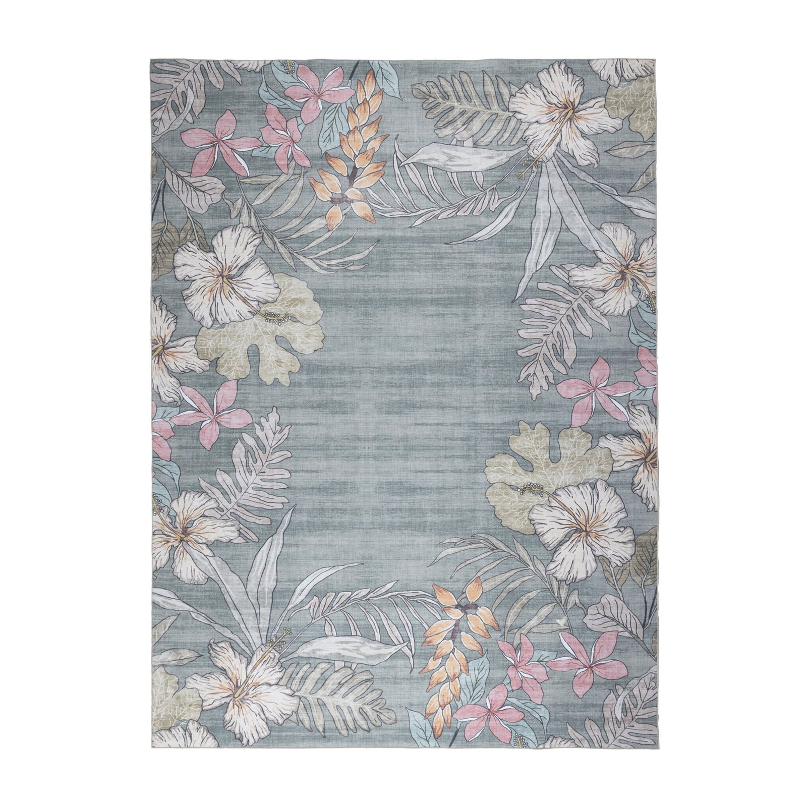 Outdoor rug flowers - Poppy Olive green
