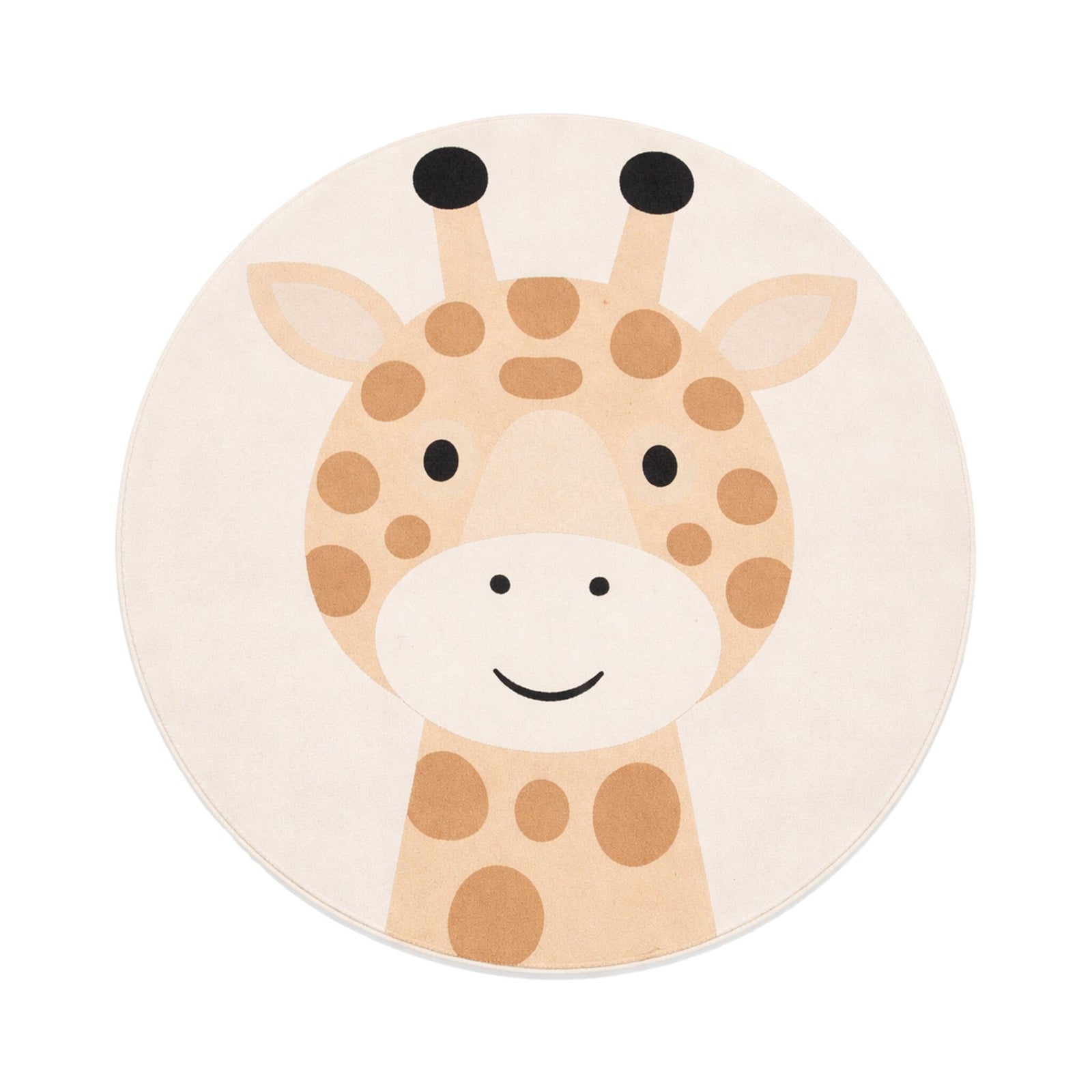 Round Washable Children’s Play Rug – Sammy Giraffe Beige