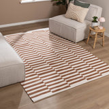 Striped Modern Rug - Dazzle Blocks Brown/White