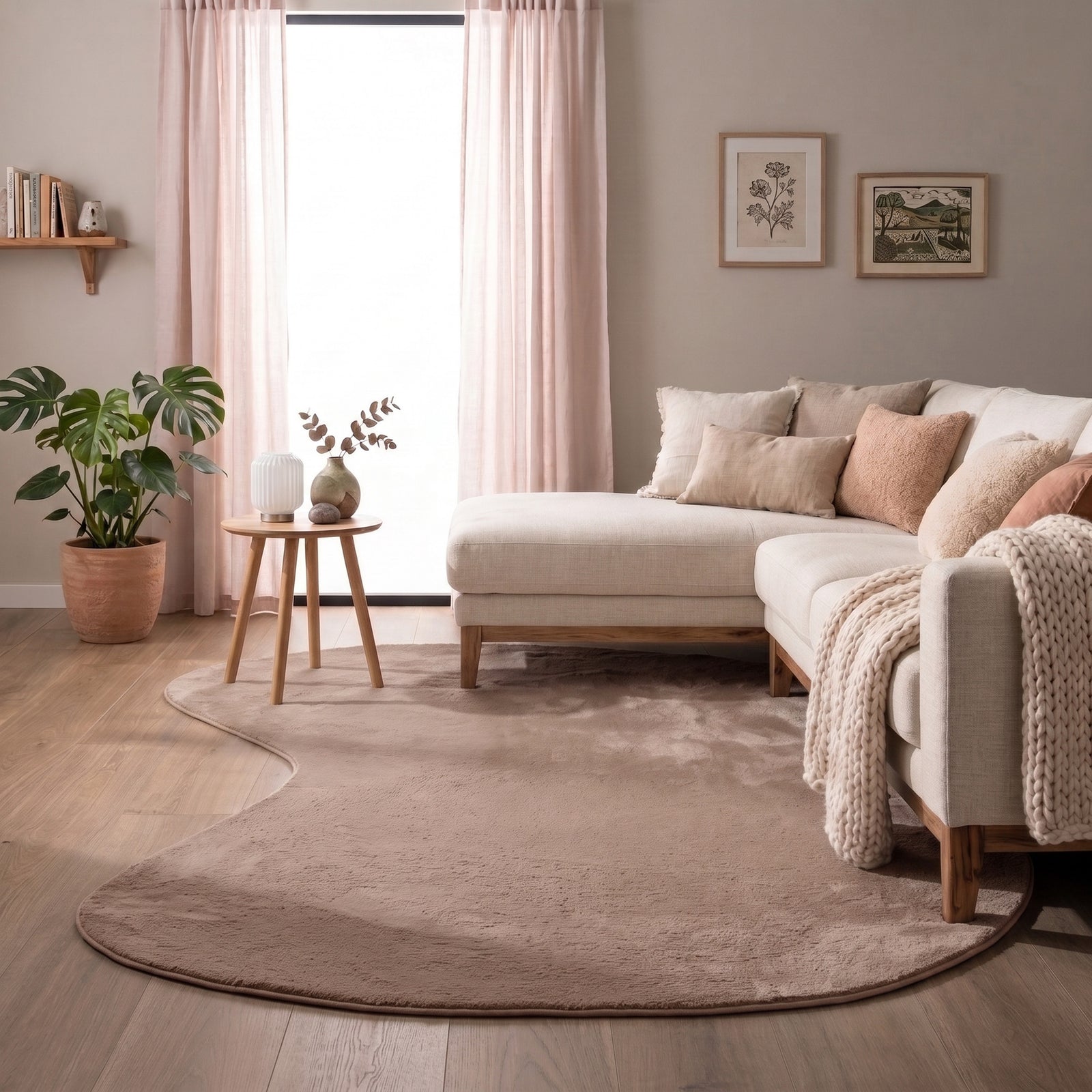 Soft Low-Pile Rug – Cozy Ripple Taupe