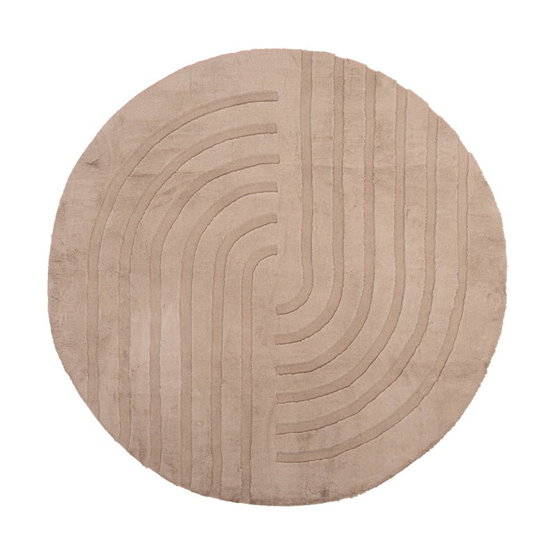 Rund fluffig matta | Carvy Curves taupe hos Volero