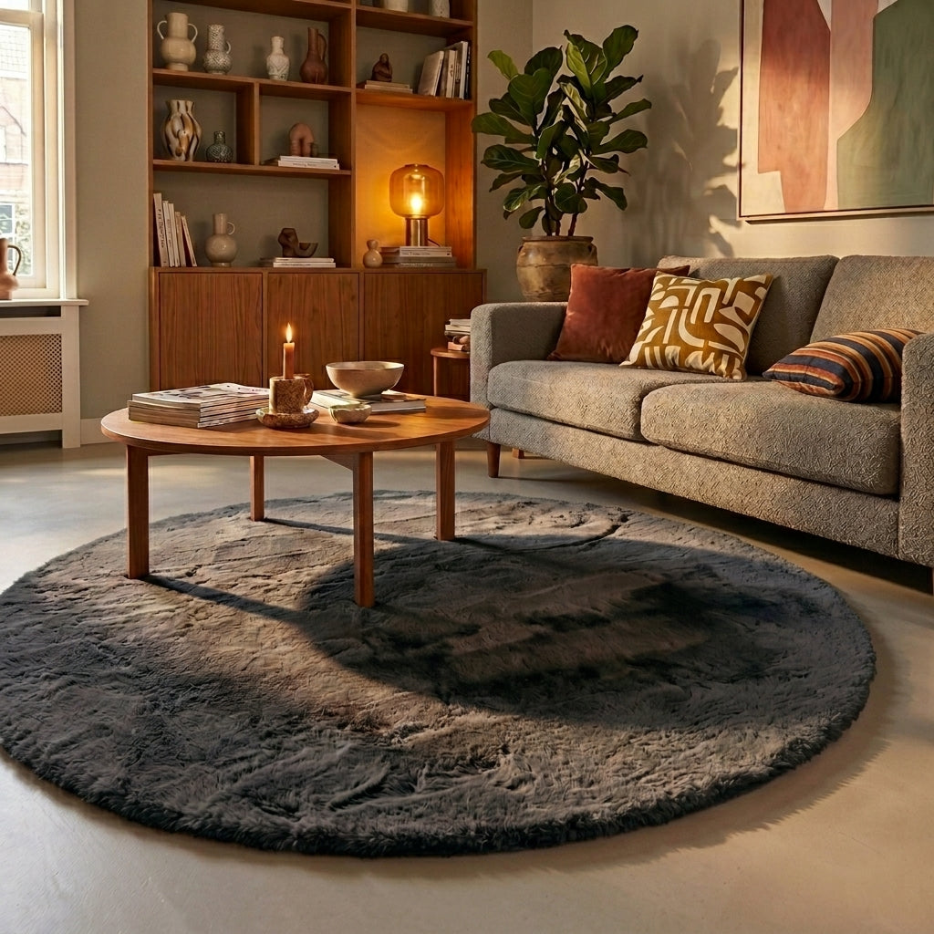 Round High Pile Rug - Comfy Supreme Anthracite