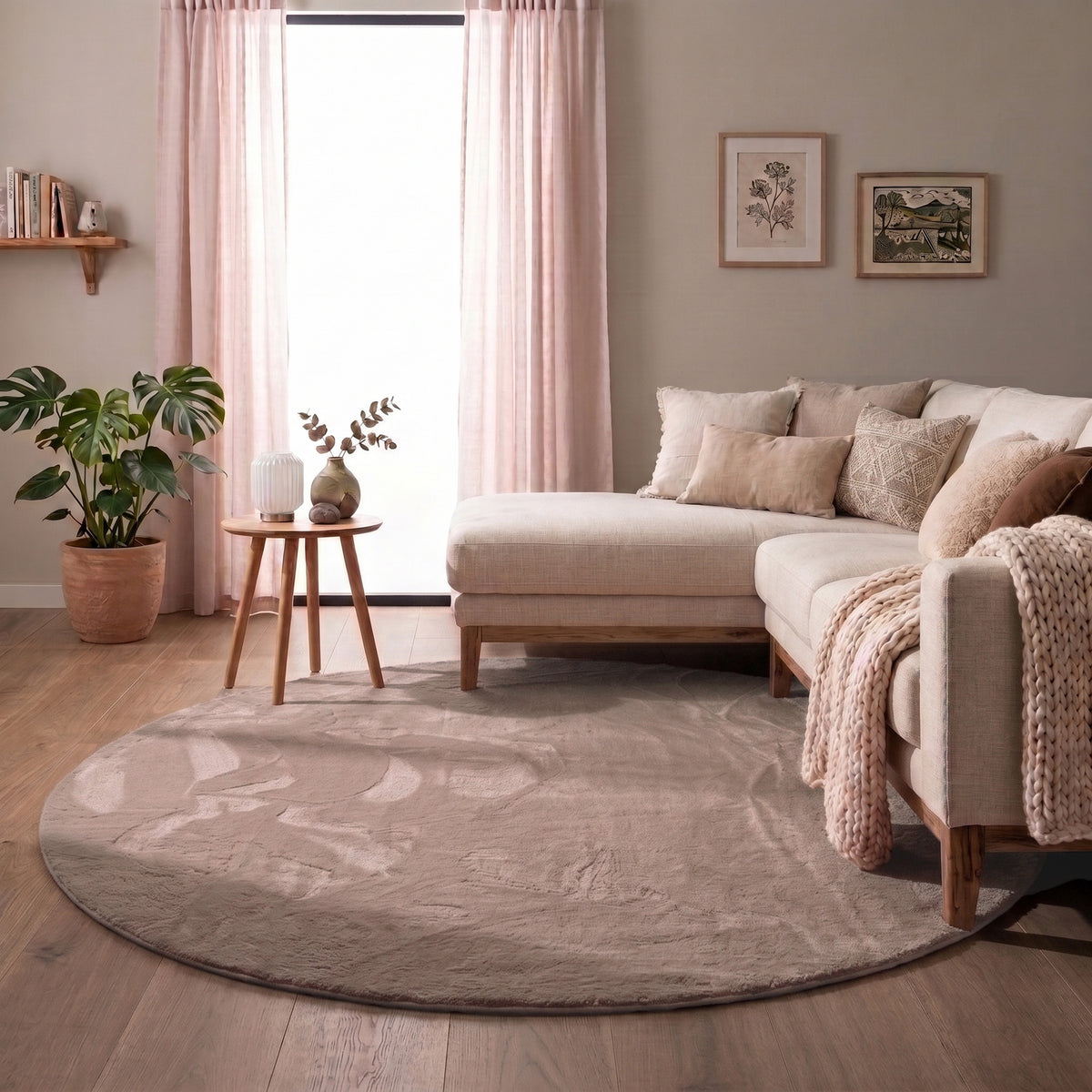 Rund matta | Cozy taupe hos Volero
