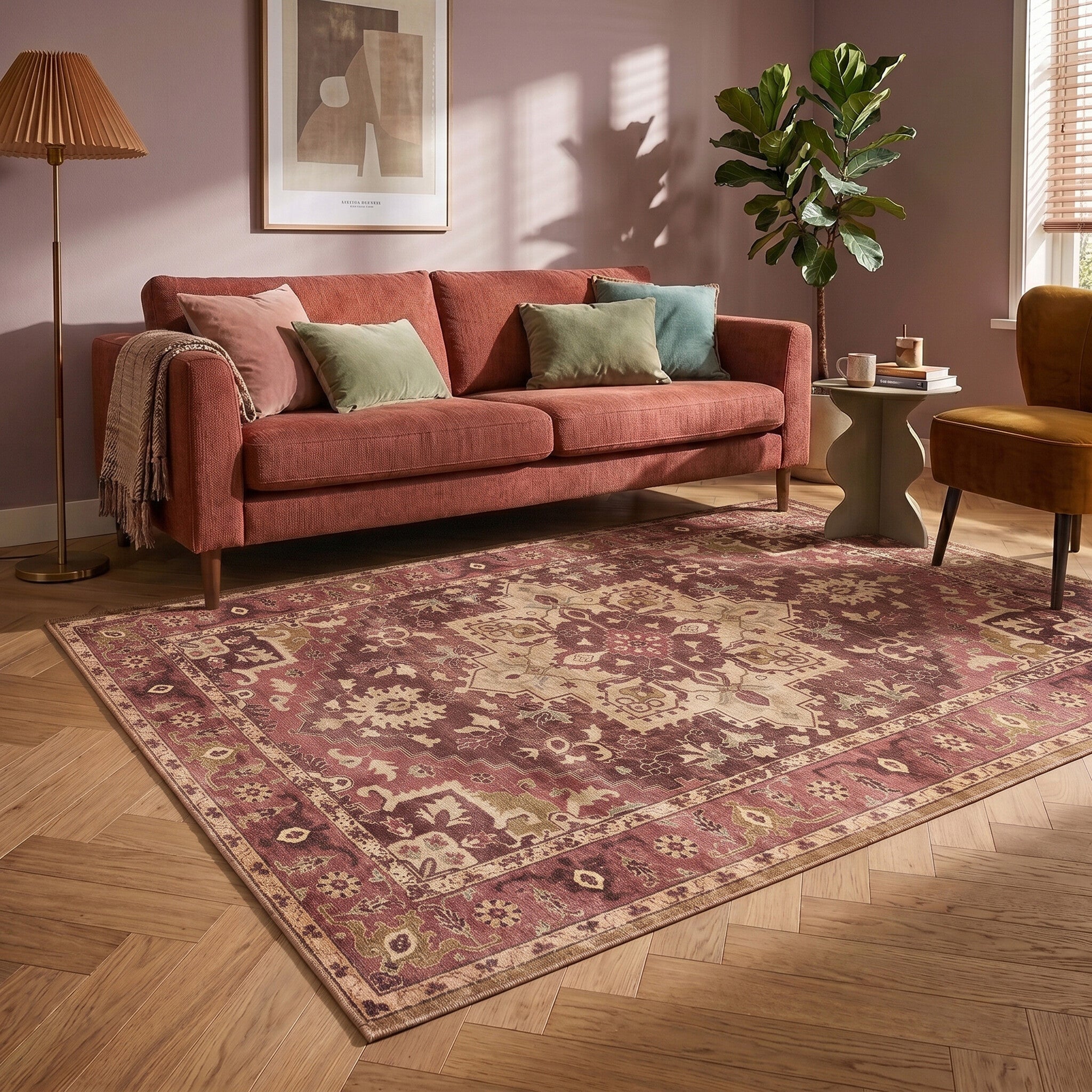 Vintage rug - Sage Medallion Red