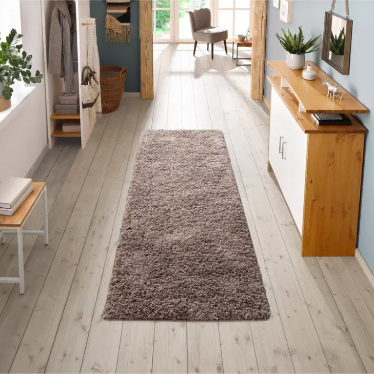 Högpälsad Gångmatta - Solid Taupe