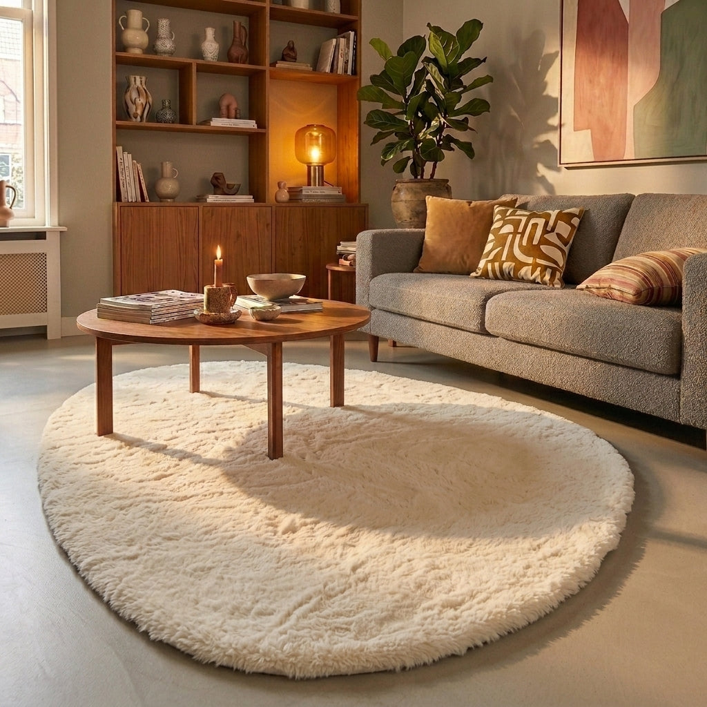 Fluffig matta | Comfy Supreme Pebble gräddvit
