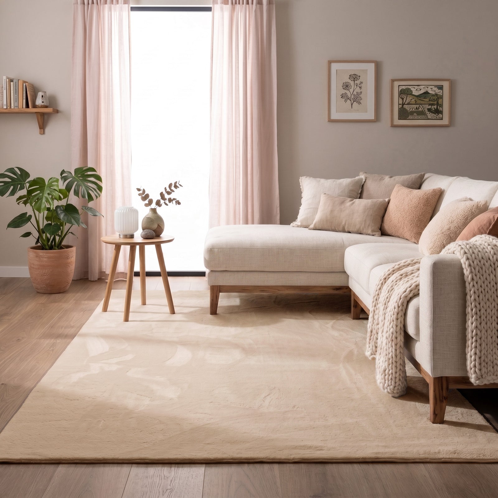 Mjuk fluffig matta | Cozy beige hos Volero