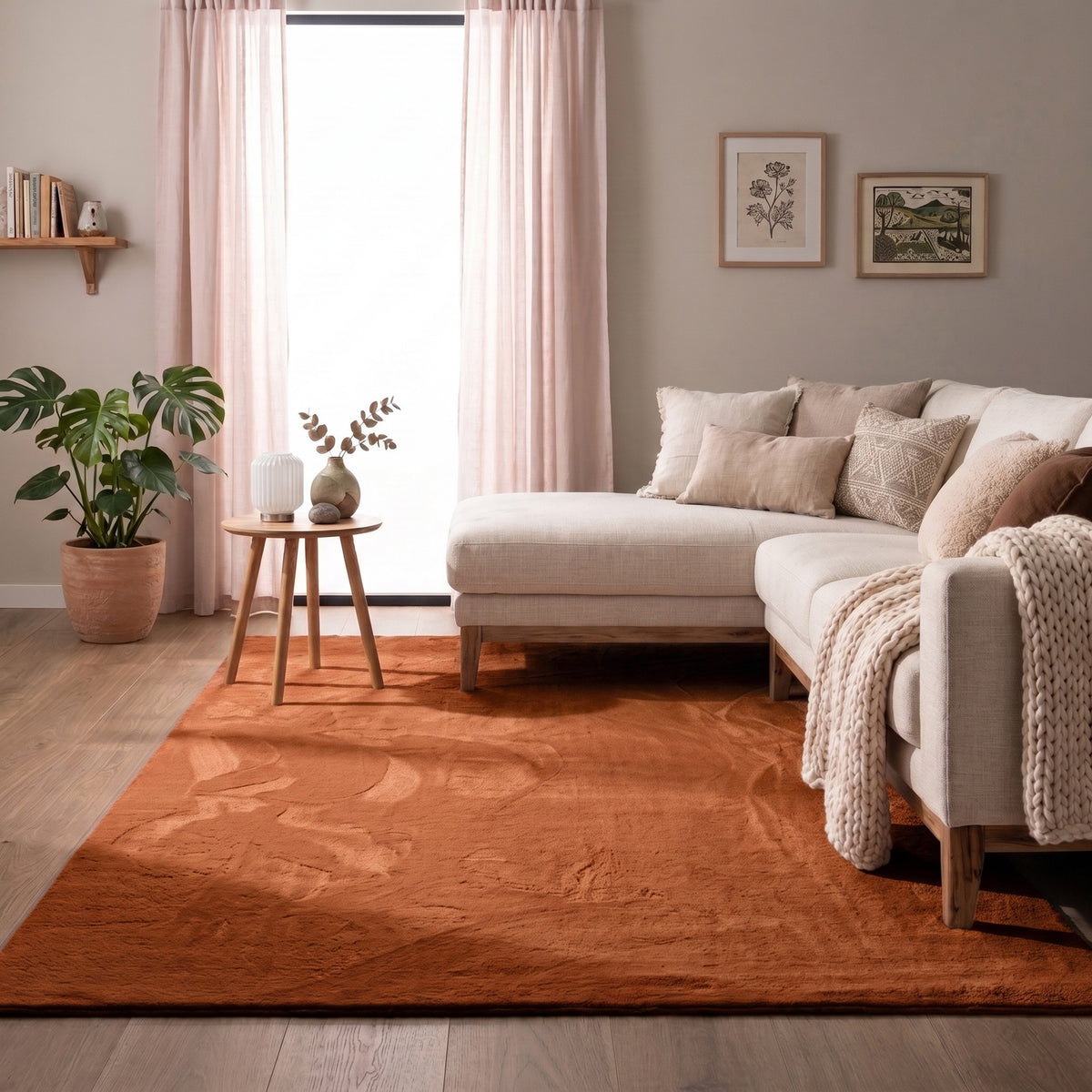 Mjuk fluffig matta | Cozy terrakotta hos Volero